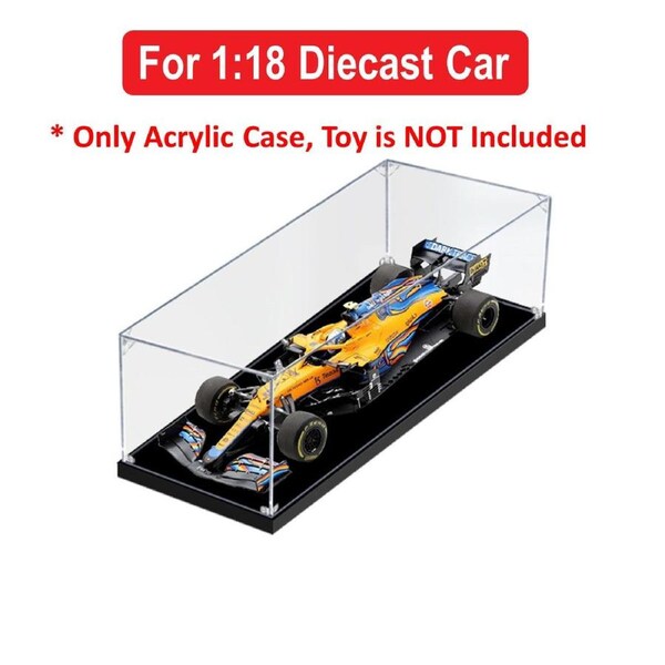 Acrylic Display Case for 1:18 SPARK F1 MCLAREN MCL35M 2021 ABU DHABI GP #4 NORRIS Diecast Car Model Figure Storage Box Dust Proof Glue Free
