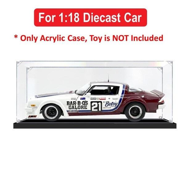 Acrylic Display Case for 1:18 CLASSIC CARLECTABLES CHEVROLET CAMARO Z28 1981 BATHURST 1000 #21 DICKSON/STEVENS Diecast Car Model Dust Proof Glue Free