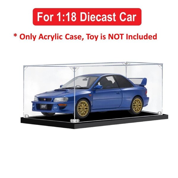 Acrylic Display Case for 1:18 KYOSHO SUBARU IMPREZA 22B STI SONIC BLUE Diecast Car Model Figure Storage Box Dust Proof Glue Free