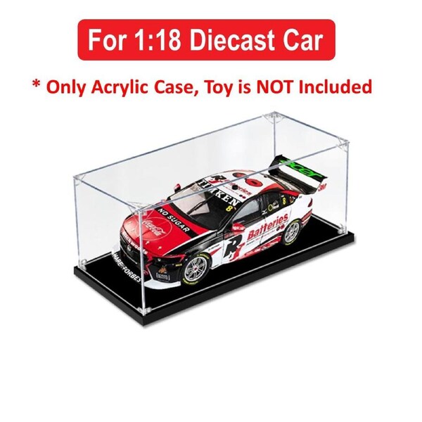 Acrylic Display Case for 1:18 BIANTE R&J BATTERIES HOLDEN ZB COMMODORE 2021 MT PANORAMA 500 R1 #8 PERCAT Diecast Car Model Dust Proof Glue Free