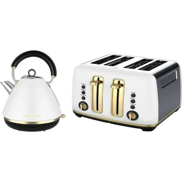 Morphy Richards Ascend Soft Gold 1.5L Kettle & 4 Slice Toaster - White