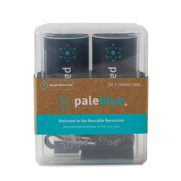 2pc Paleblue Fast Charging Lithium Ion D USB Rechargeable Smart Batteries