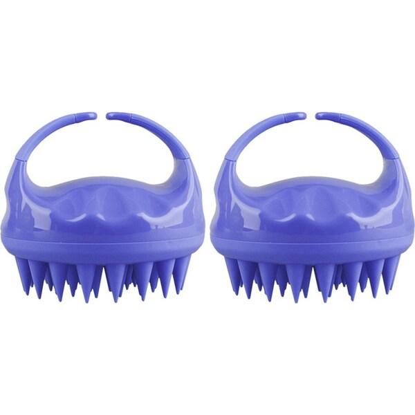 2x Liven Zen Scalp Care Silicone Cleansing Hair Massager Shower Brush Purple