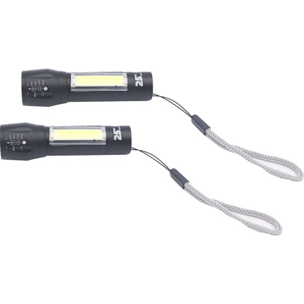 2x Waterproof 25th Hour Rechargebale Bright Light Mini Torch USB Charging