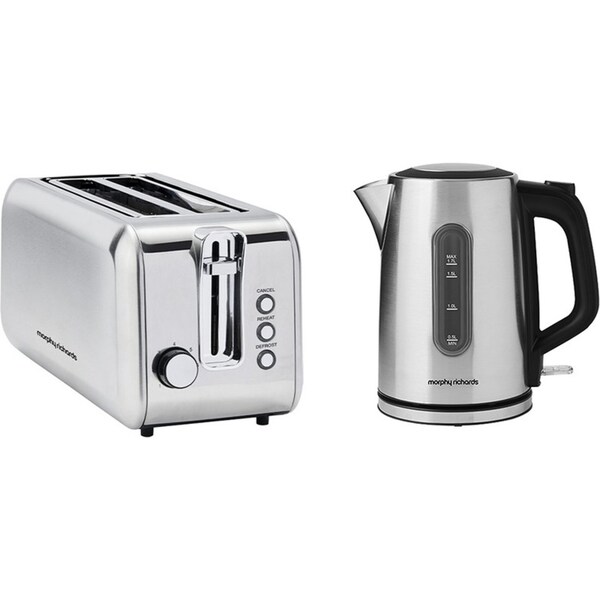 Morphy Richards Electric Equip 1.7L Jug Kettle & 4 Slice Long Slot Toaster
