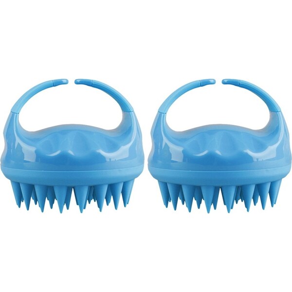 2x Liven Zen Scalp Care Silicone Cleansing Hair Massager Shower Brush Blue