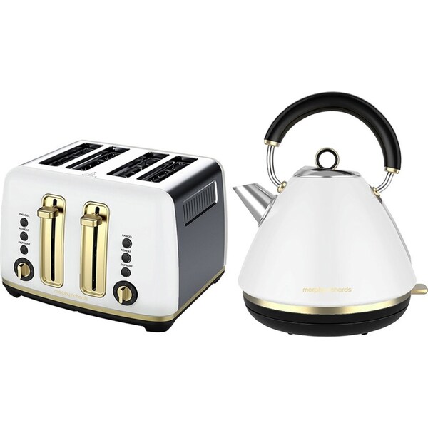 Morphy Richards Ascend Soft Gold Traditional Pyramid Kettle & 4 Slice Toaster