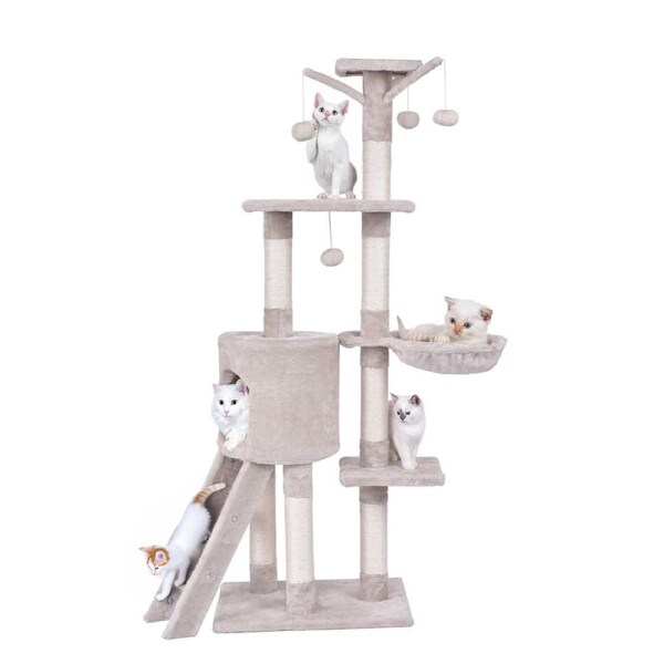 Costway 1.4m 6-Layer Cat Tree Scratching Posts Kitten Condo House Funiture w/Ladder
