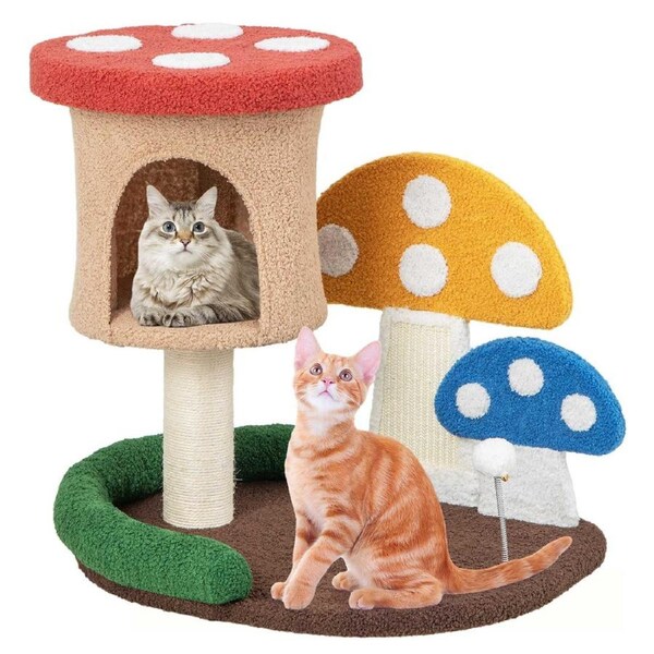 Costway 60cm Cat Tree Cat Sisal Scratching Post Cat Scratcher Activity Center w/Condo