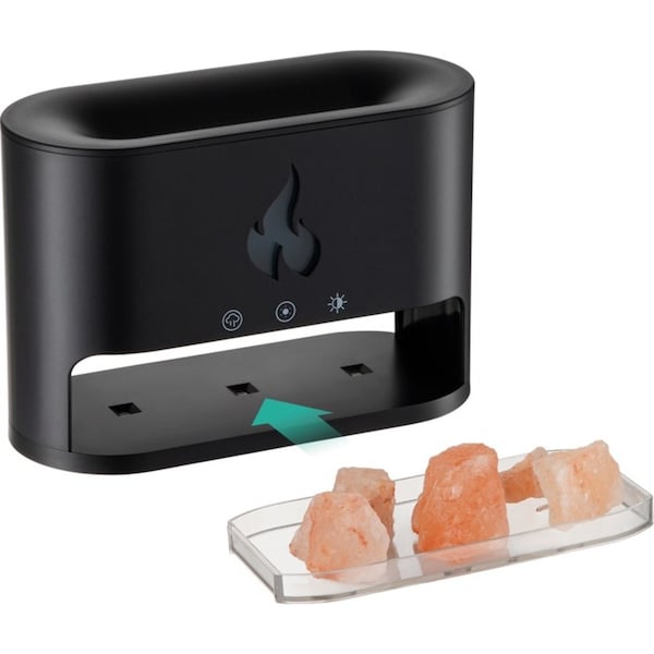 ACA Black Ultrasonic Air Humidifier Fragrance Oil Aroma Diffuser LED Light Flame Volcano