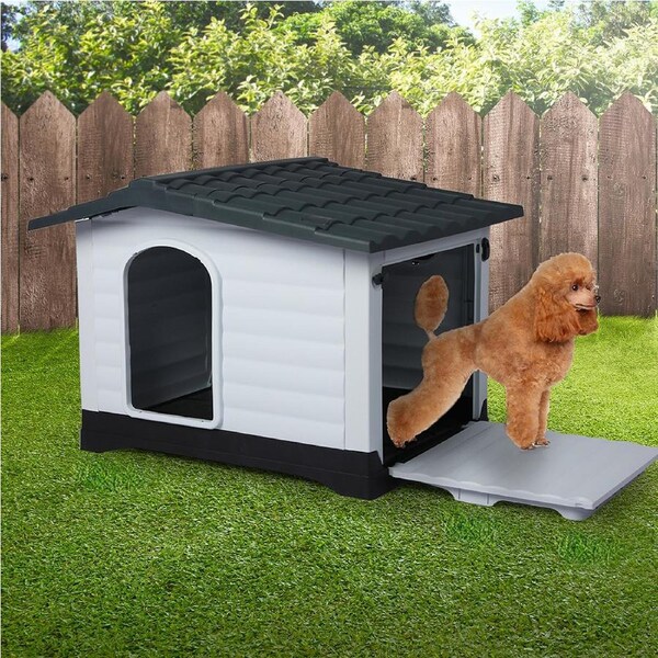 Pawz Dog Cage Kennel Awning House Cabin Weatherproof Plastic Collapsible Large L(92cm x 68cm x 66cm)