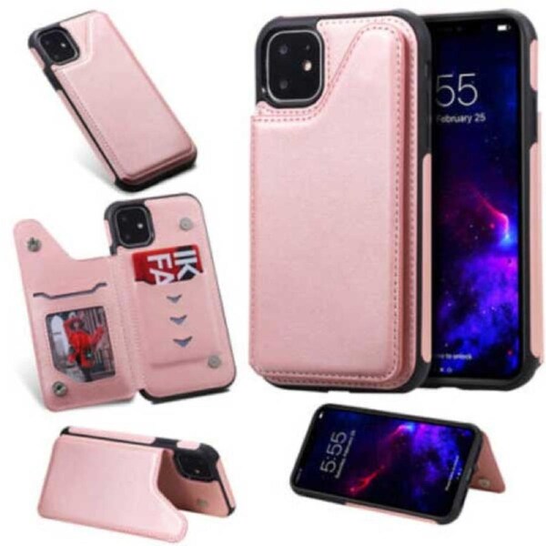 Soka Card Leather Case (Suits iPhone 13 Pro) - Rose Gold