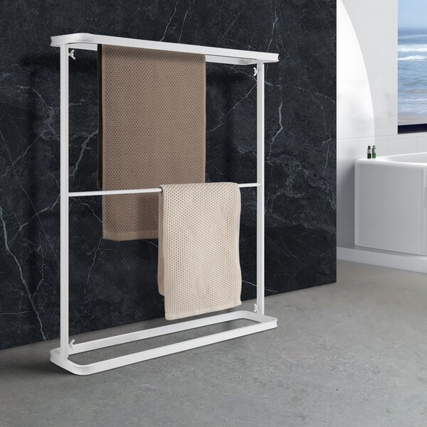 ACA 2-Tier White Freestanding Towel Rack Holder Storage Shelf