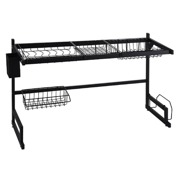 85CM 2 Tier Dish Plate Cutlery Drying Rack Drainer Kitchen Organiser Over Sink