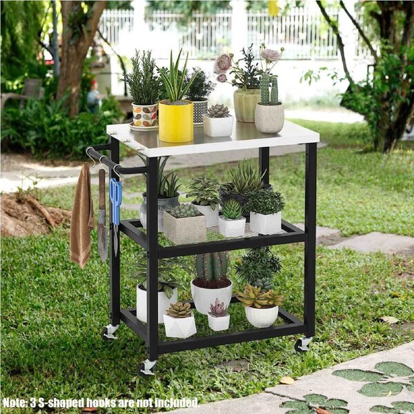 Costway 3-Tier Dining Cart Table Kitchen Serving Cart Mobile Food Prep Trolley w/Tissue Holder