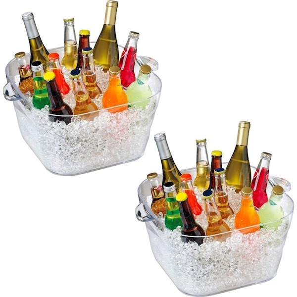 Serroni Square Party Tub Clear Set of 2 - 16.6 Litre