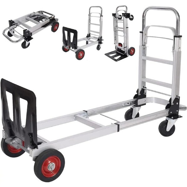 Foldable Hand Trolley Convertible Platform Aluminum Truck Cart 150KG