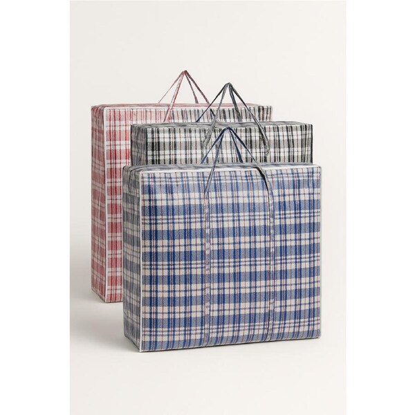 48x Large Stripe Bag Packing Storage Strip Zip Shopping Travel Check House Moving 78cm x 90cm x 25cm