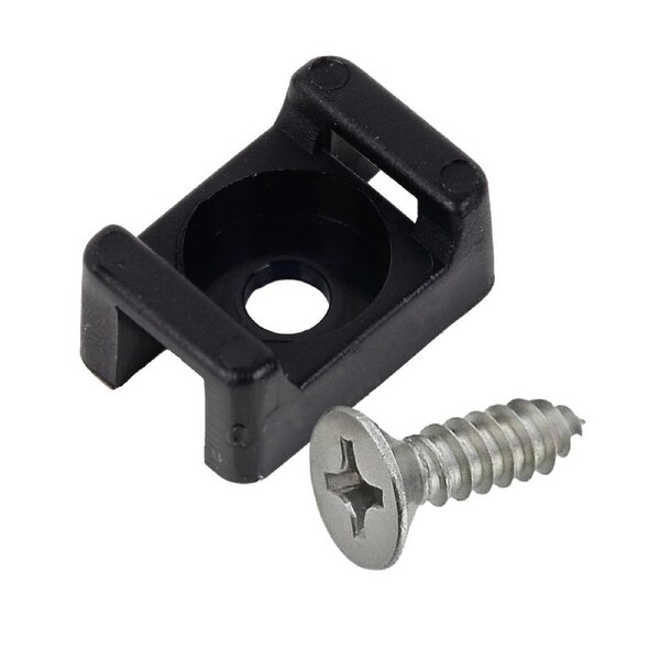 Cable Ties Mount, Zip Tie Cable Mounts, 200 sets,Black Medium with M3 Screws, Base Mount Saddle Screw Fixing Wire Holder Organizer Mounting Anchors