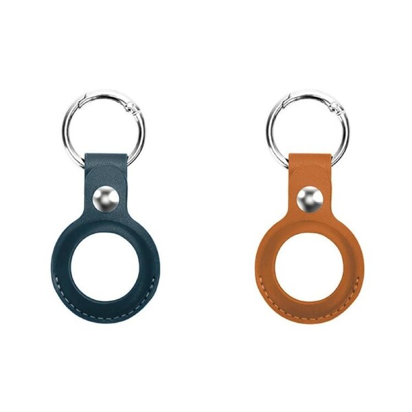 Laser Eco-Friendly PU Leather AirTag Key Rings 2-Pack - Secure Your Items in Style