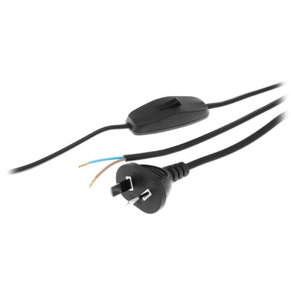 Inline Switch 10A 2core 2 Pins Main Plug Power Lead Switched Lamp Cord 3m Black