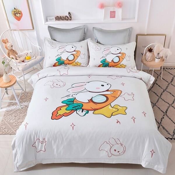Rabbit Kids Quilt/Doona/Duvet Cover Set - King Single Size
