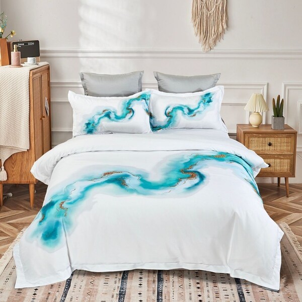 Ocean Marble Quilt/Doona/Duvet Cover Set - Queen Size