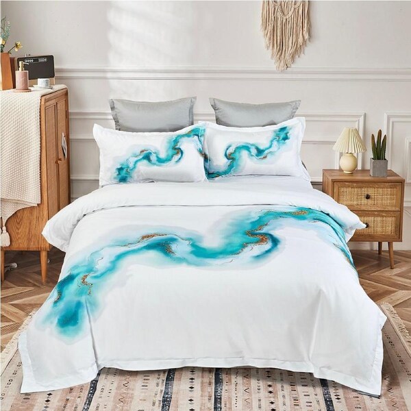Ocean Marble Quilt/Doona/Duvet Cover Set - Super King Size