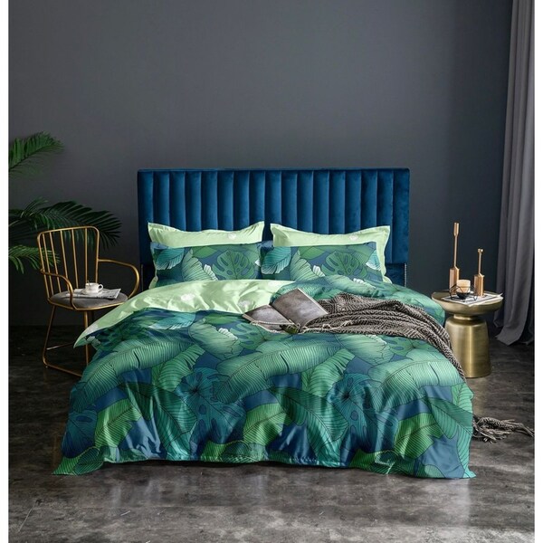 Kalena Leaves Quilt/Doona/Duvet Cover Set - Queen Size