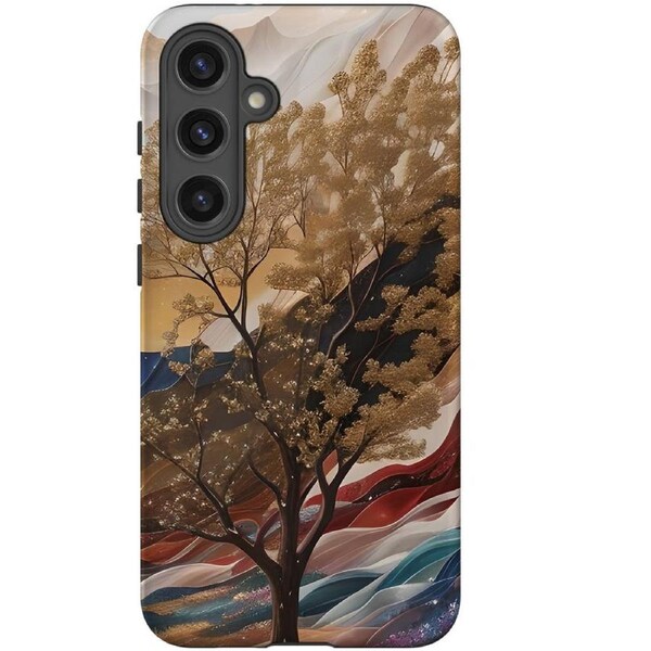 For Samsung Galaxy S24+ Plus Tough Protective Cover, Mysterious Golden Tree