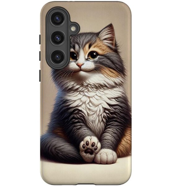 For Samsung Galaxy S24 Tough Protective Cover, Playful Cat