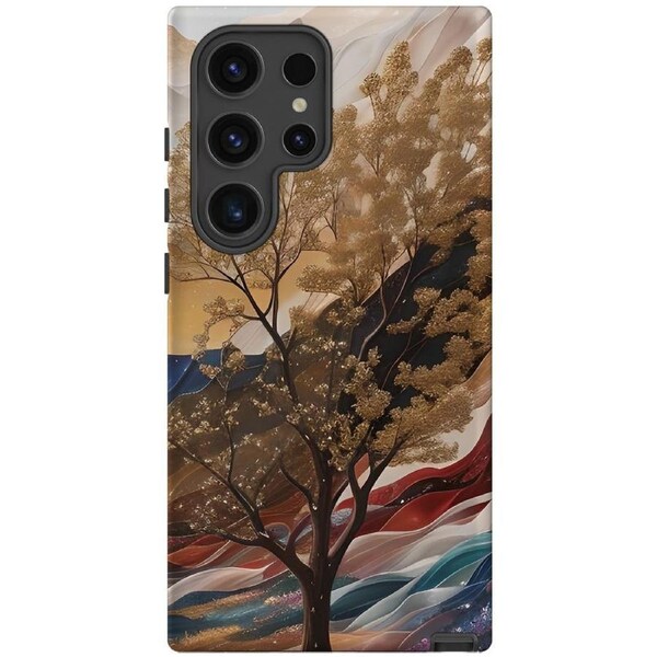 For Samsung Galaxy S24 Ultra Tough Protective Cover, Mysterious Golden Tree