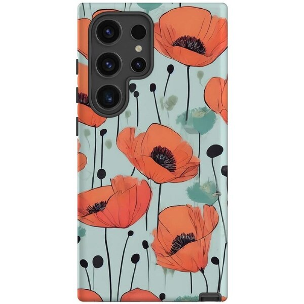 For Samsung Galaxy S24 Ultra Tough Protective Cover, Poppy Field