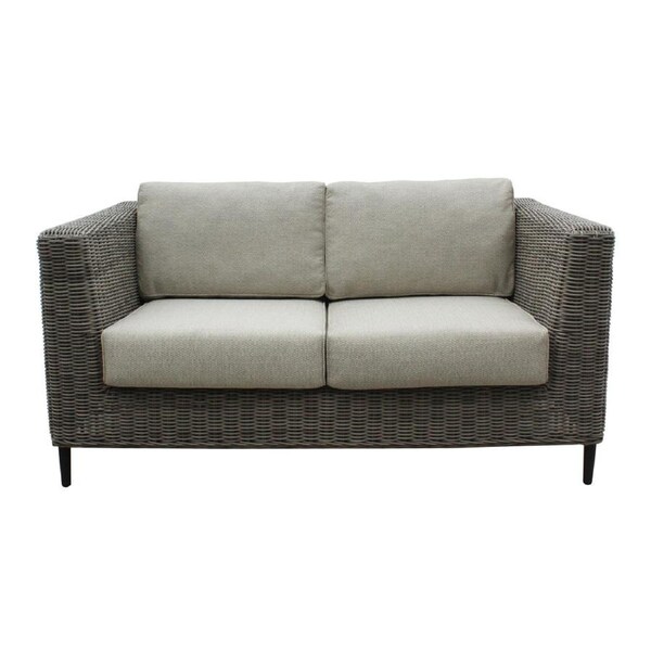 Lara 2 Seater Outdoor Sofa Rattan Wicker Lounge Light Grey