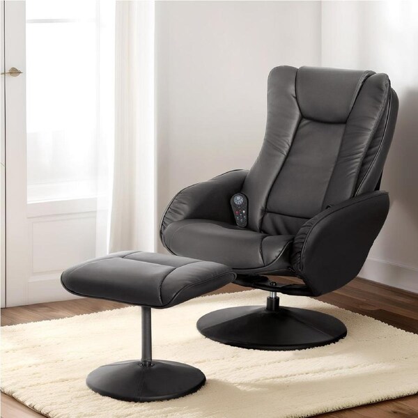 Artiss Recliner Chair Ottoman Heated Massage Chairs Lounge Sofa Armchair Home Furniture Black