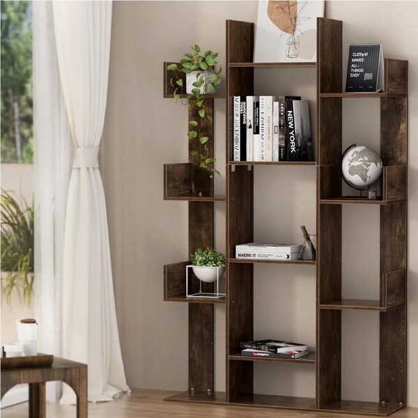1x Artiss Bookshelf Tree ROMI Walnut