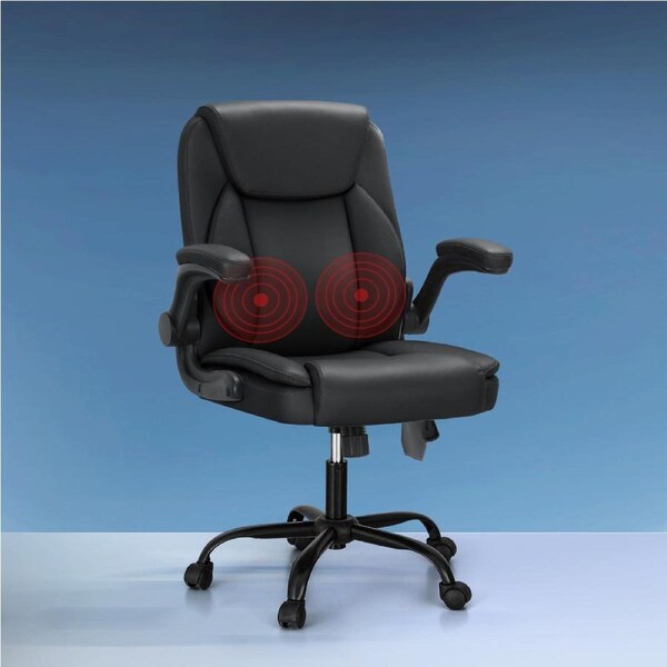 Artiss Massage Office Chair 2 Point Computer Gaming Chairs PU Leather Black