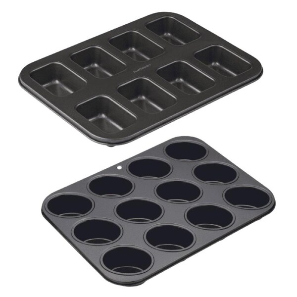 MasterPro Non-stick 8 Cup Mini Loaf Pan and 12 Cupcake Pan Set