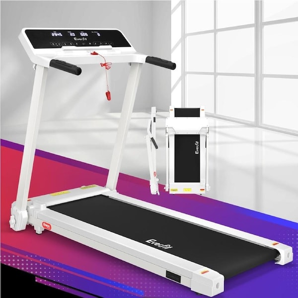 42cm Belt Everfit Electric Treadmill Home Gym Fitness Foldable White