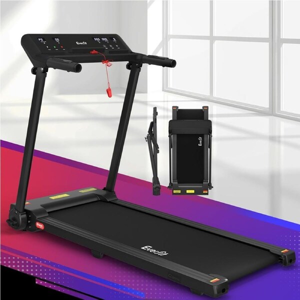 Everfit 45cm Belt Electric Treadmill 2 in 1 Foldable Walking Pad 12 Modes APP Home Gym Black
