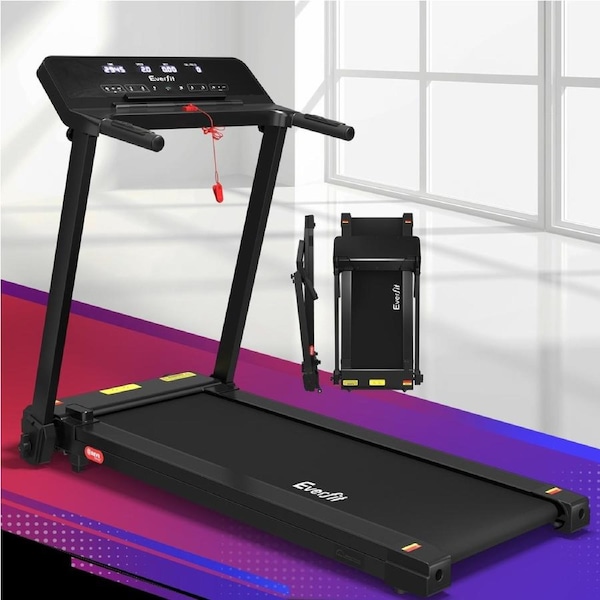 Everfit Electric Treadmil 42cm Belt 2 in 1 Running Machine Foldable Home Gym Black