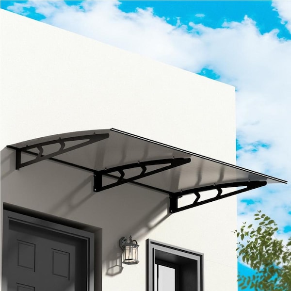 InstaHut 1m x 2m Window Awning Door Canopy Grey Solid Sheet Metal Frame