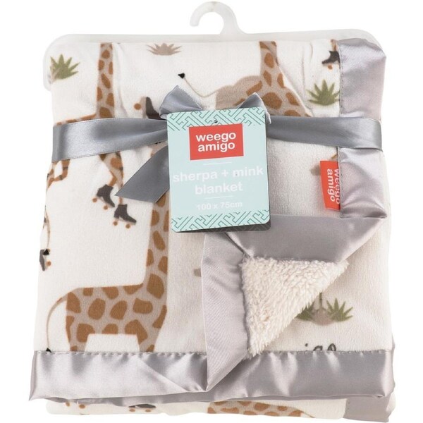 Weegoamigo Sherpa & Mink Blanket - Stevie Necks Giraffe