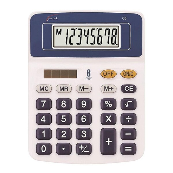 Jastek Compact Portable Desktop 8 Digit Math School/Work Calculator Blue