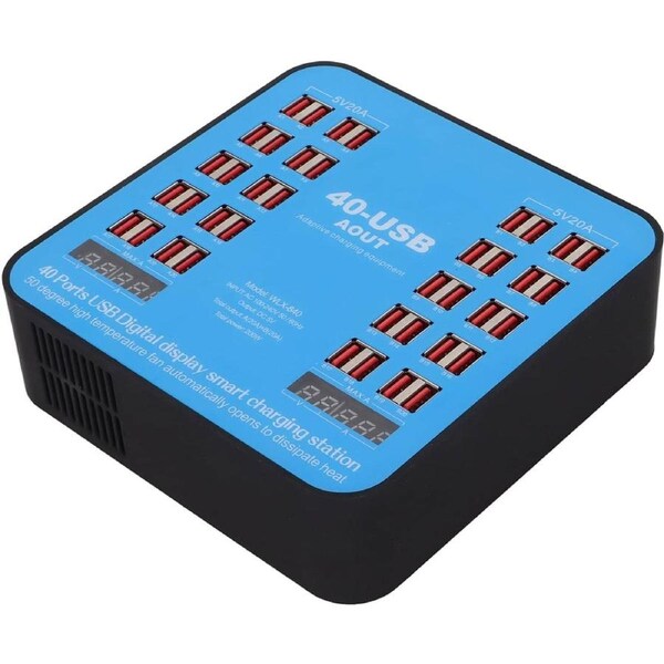 40 Ports USB Fast Charging Station 200W Universal Charger with LCD Digital Display