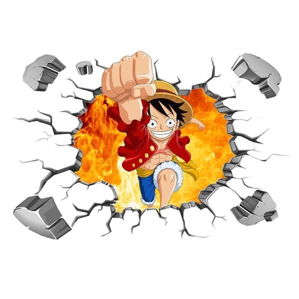 3D One Piece Luffy Removable Wall Sticker for Kids' Room Decor