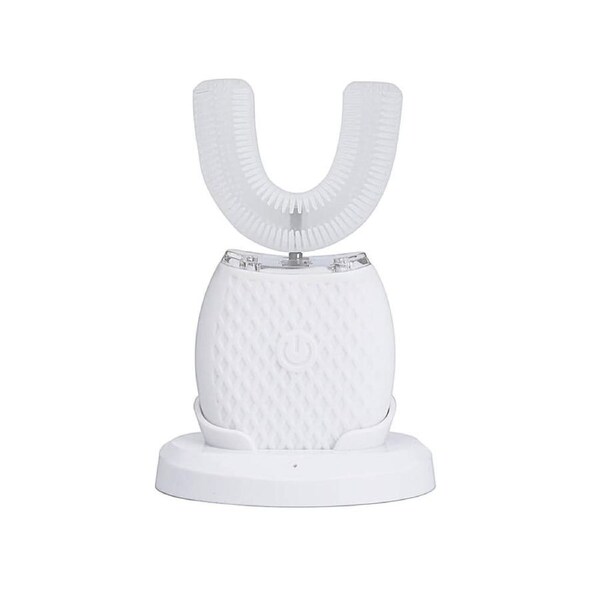 U-shaped Sonic Toothbrush, Ultrasonic Rechargeable 360 degree Portable Tooth Brush with Blue LED Light, 3 Brush Modes