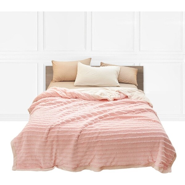 SOGA Throw Blanket Warm Cozy Double Sided Thick Flannel Coverlet Fleece Bed Sofa Comforter Pink
