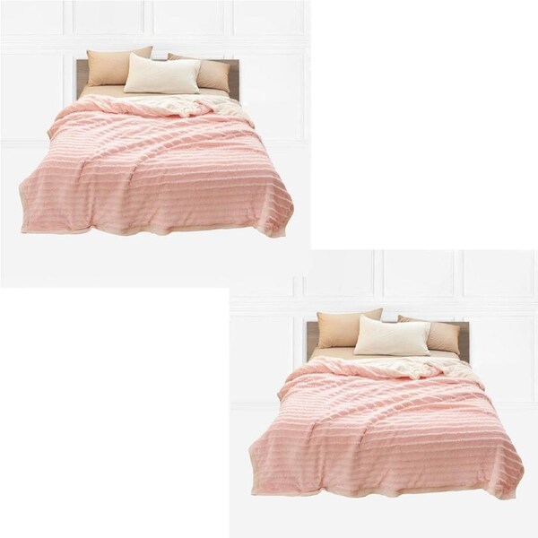 SOGA 2X Throw Blanket Warm Cozy Double Sided Thick Flannel Coverlet Fleece Bed Sofa Comforter Pink