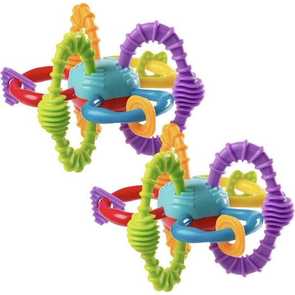 2x Playgro Bend & Twist Teething Baby Rattle Ball Stimulating Fun Toy 6m+